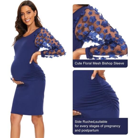 Long Sleeve Maternity Midi Dress - Picture 5 of 6